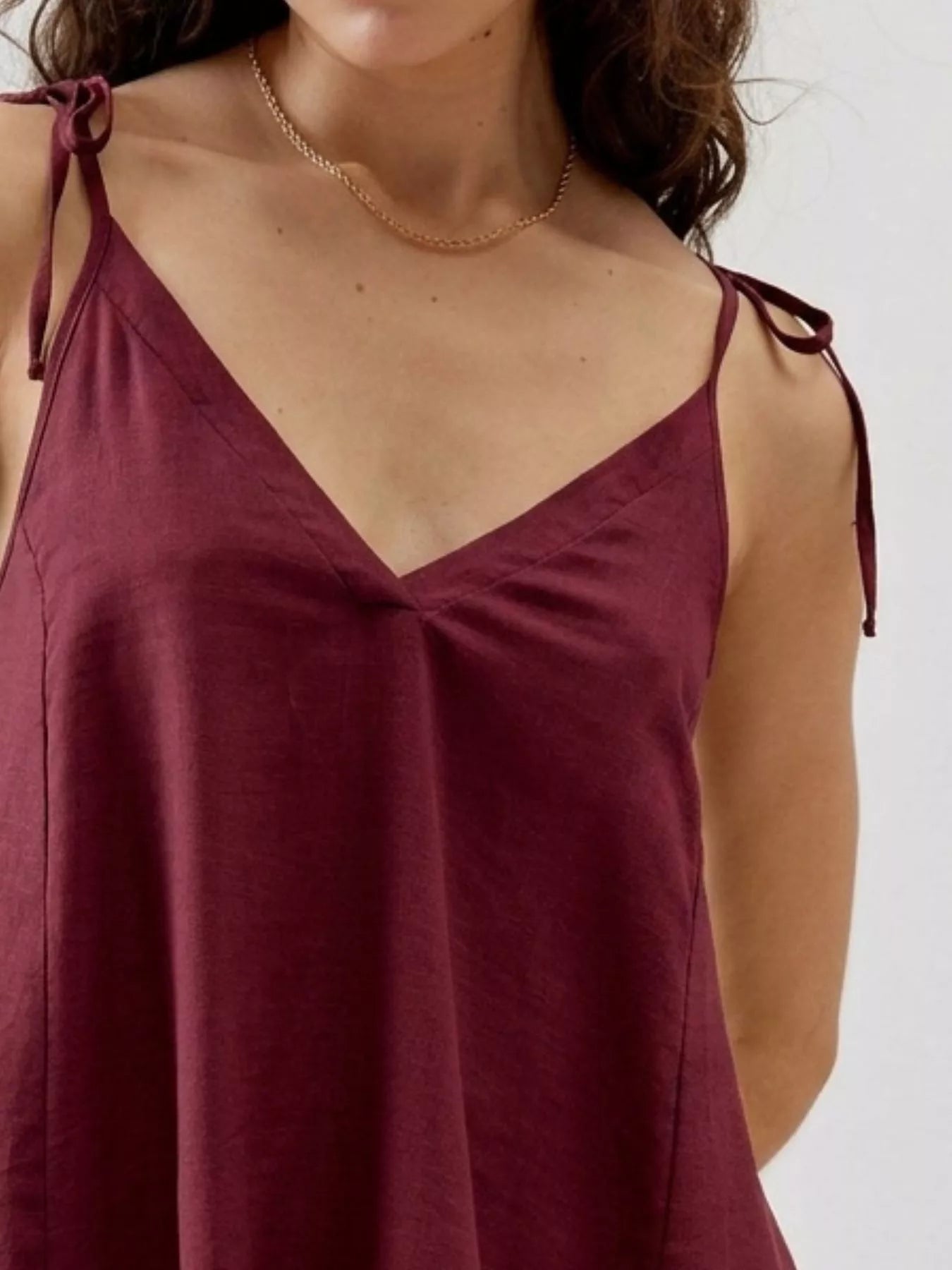 Tie-Strap Ruffle Hem Cami