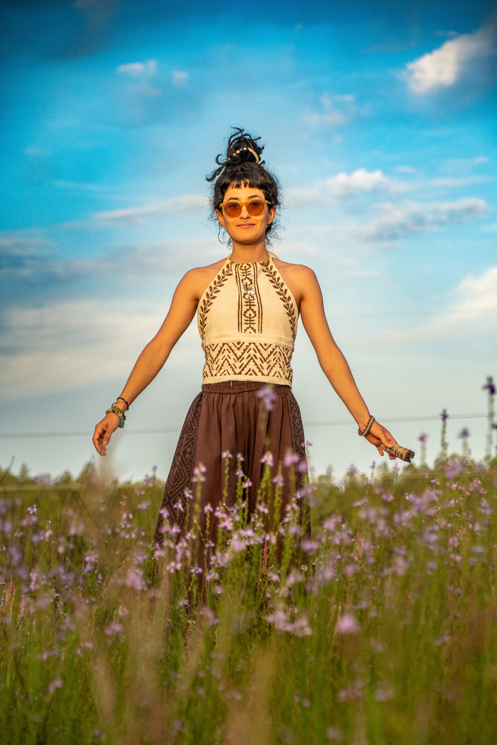 Winds of Change - Tribal Halter Top - Available in Cream and Brown - One Size Fits Most Adjustable