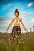 Winds of Change - Tribal Halter Top - Available in Cream and Brown - One Size Fits Most Adjustable