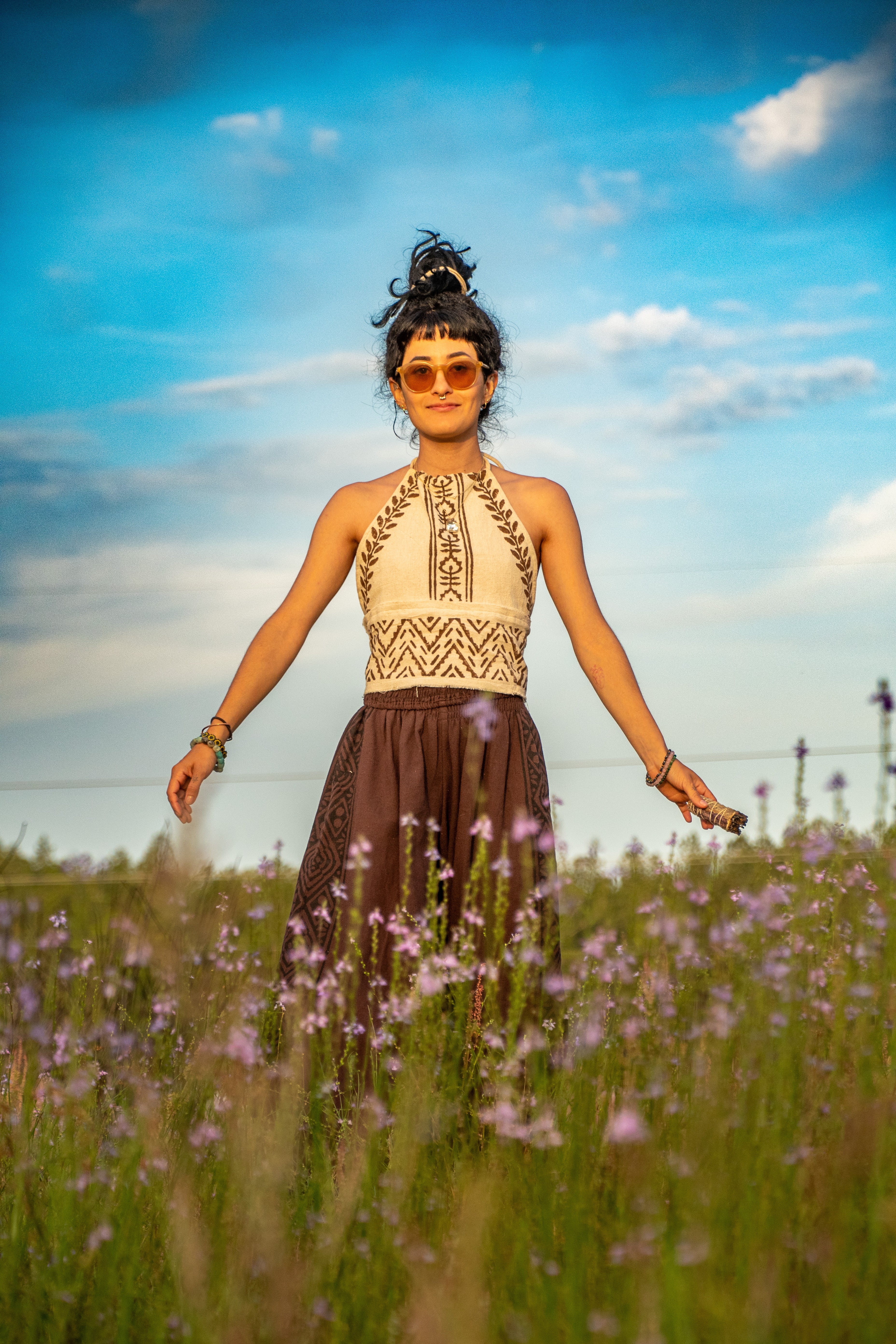 Winds of Change - Tribal Halter Top - Available in Cream and Brown - One Size Fits Most Adjustable