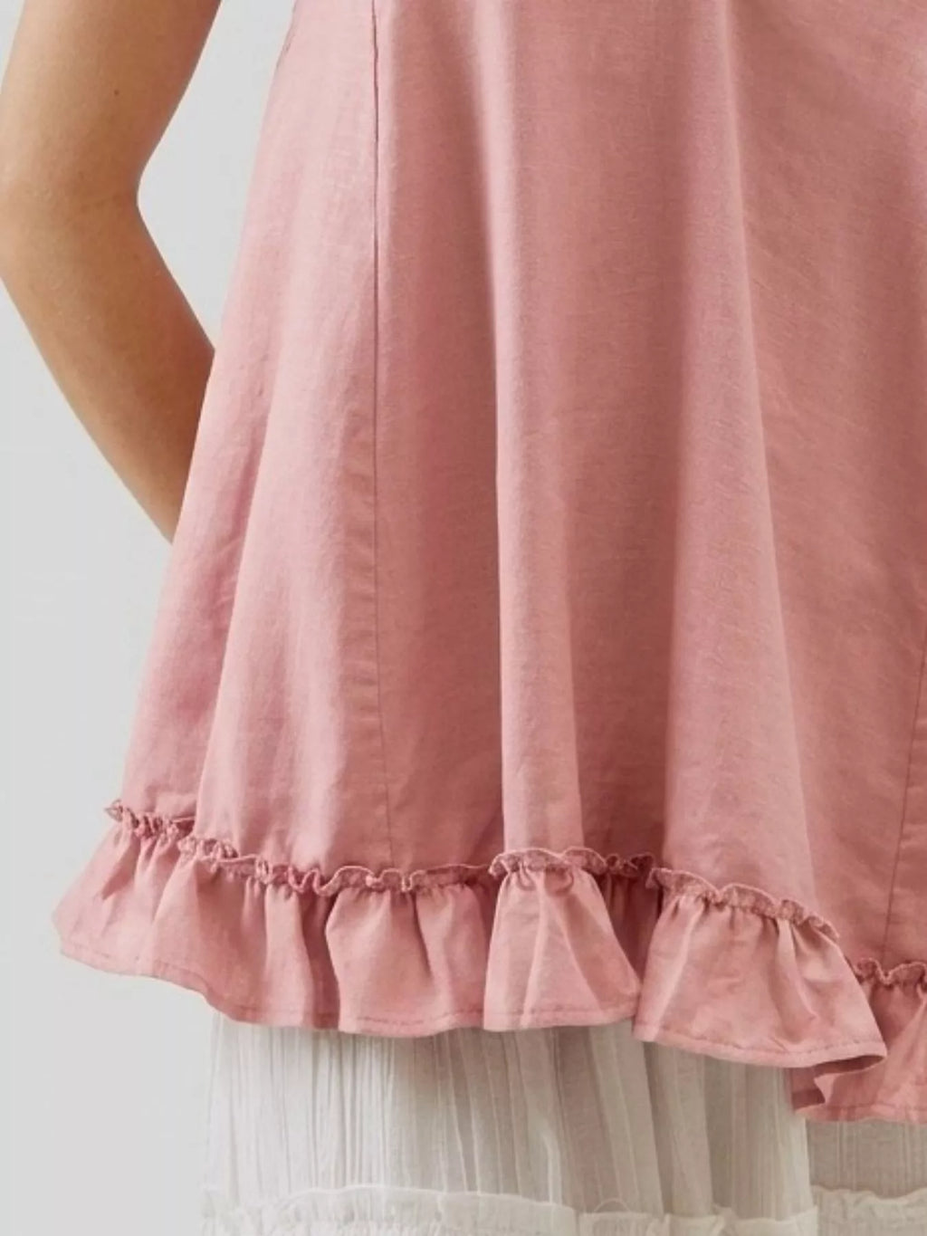 Tie-Strap Ruffle Hem Cami