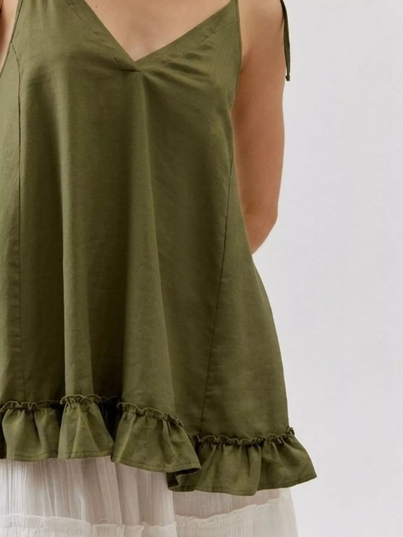 Tie-Strap Ruffle Hem Cami