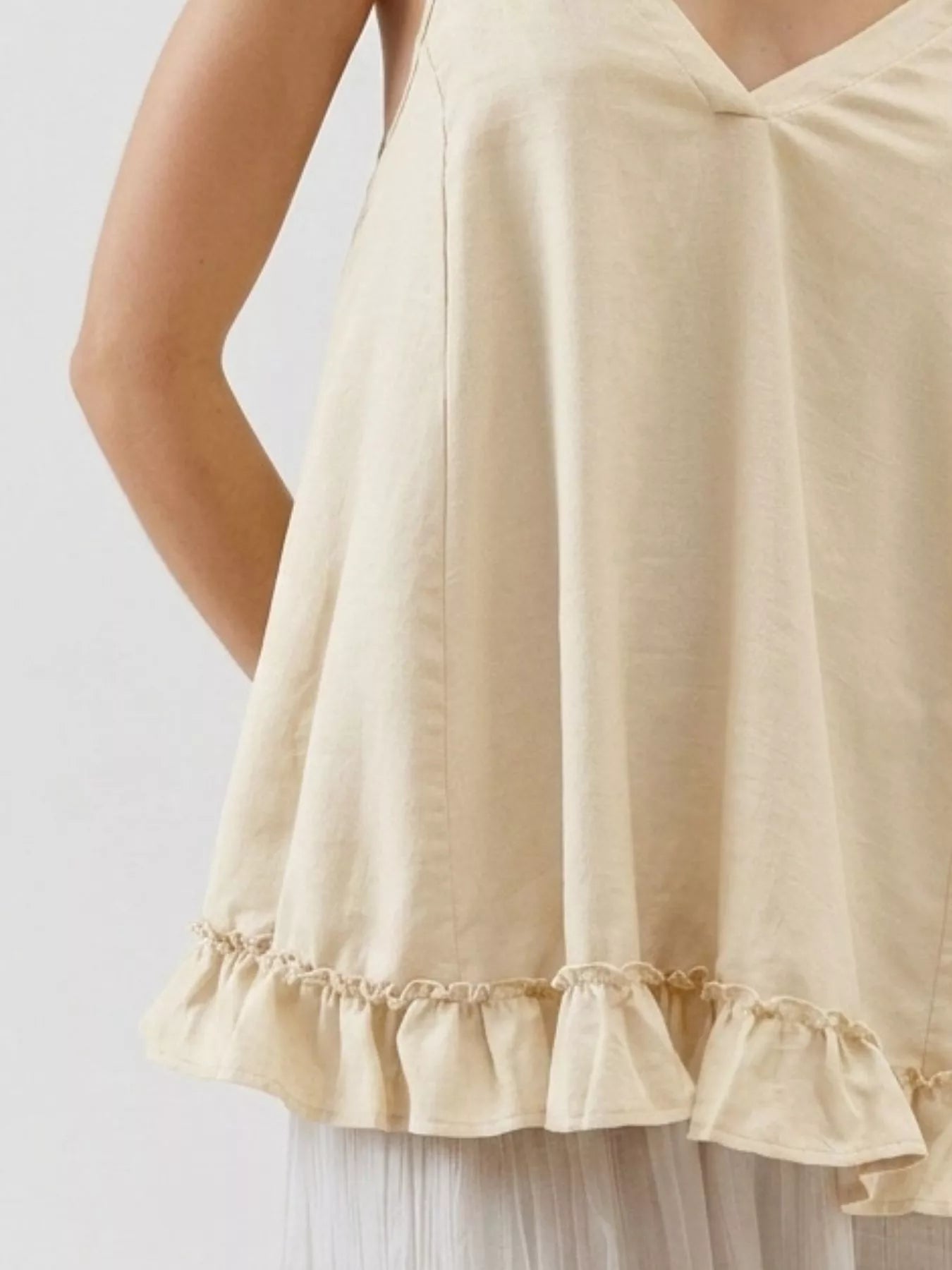 Tie-Strap Ruffle Hem Cami